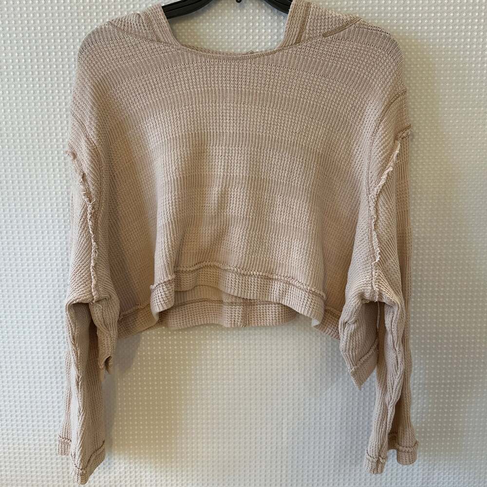 Free People "Prism" Ripped Cropped Knit Sweater